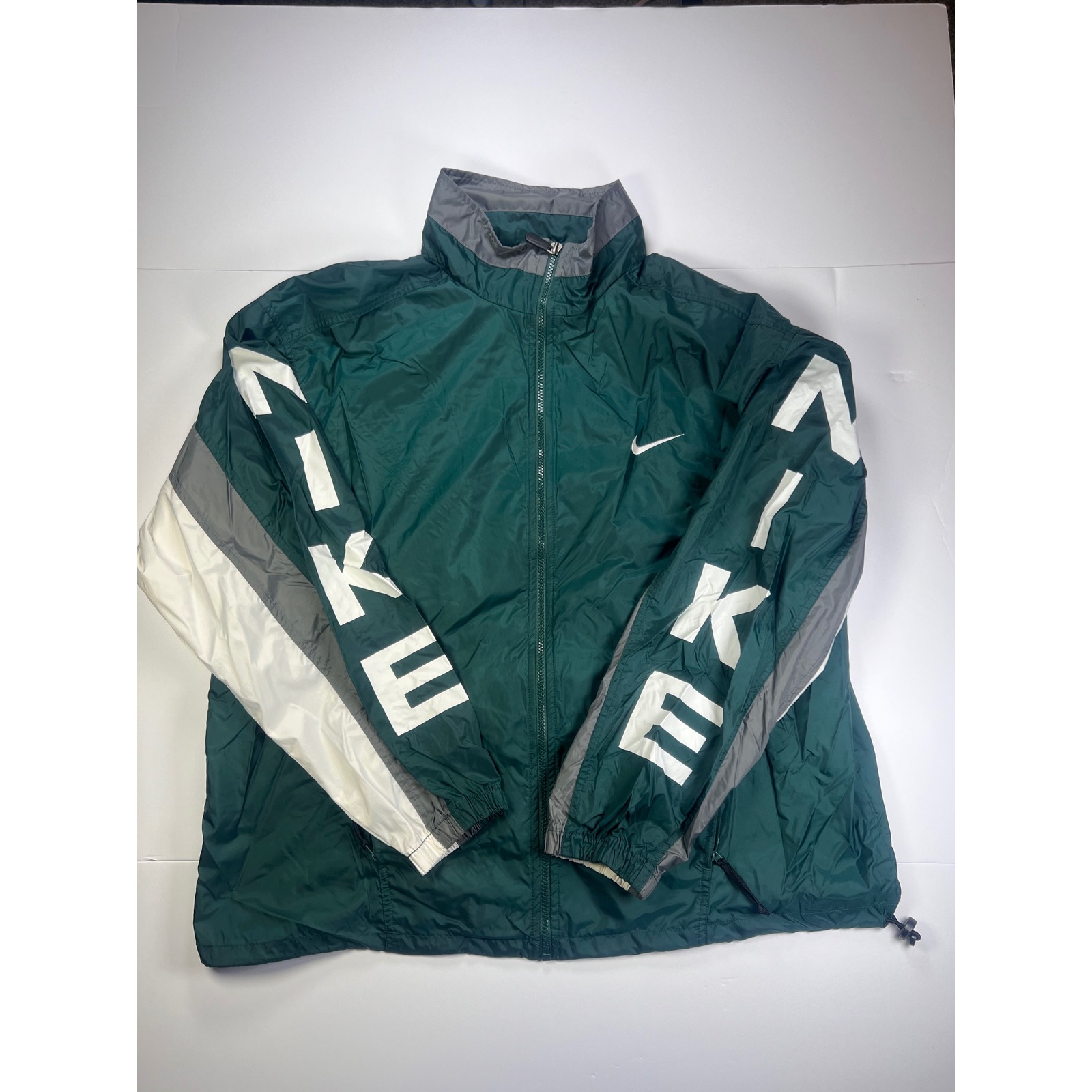 Vintage 90s Nike Big Logo Sleeve Windbreaker Jacket Green Size Xl